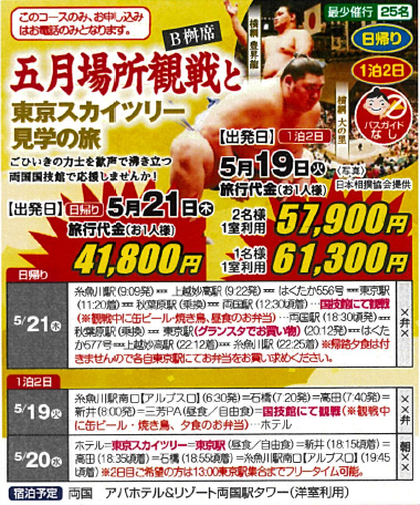 五月場所観戦と東京スカイツリー見学の旅